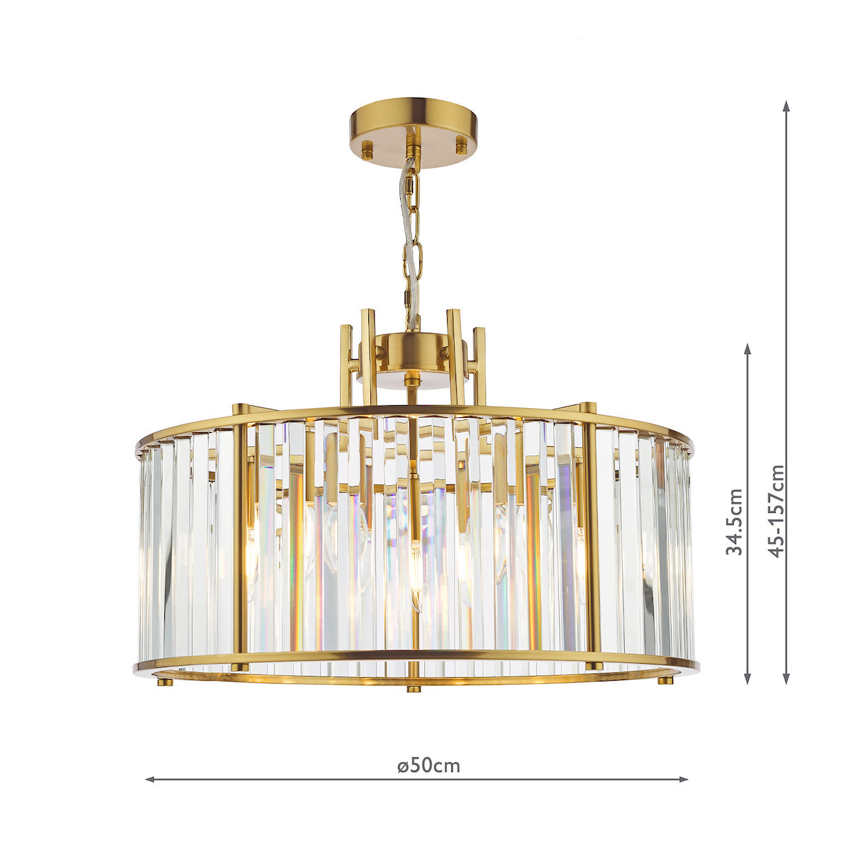 KIRAN 5LT PENDANT NATURAL BRASS & CLEAR GLS