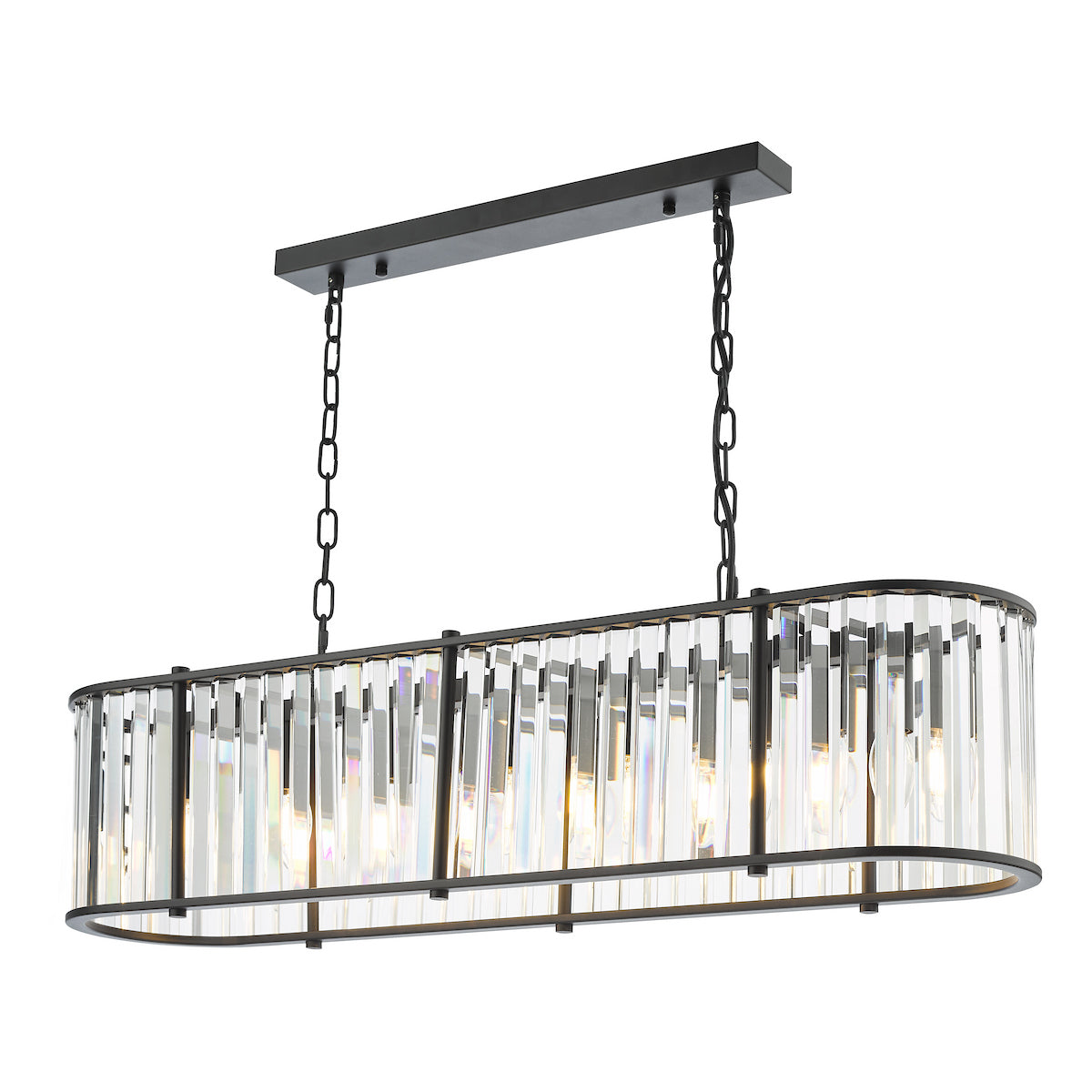KIRAN 7LT BAR PENDANT BLACK & CLEAR GLS