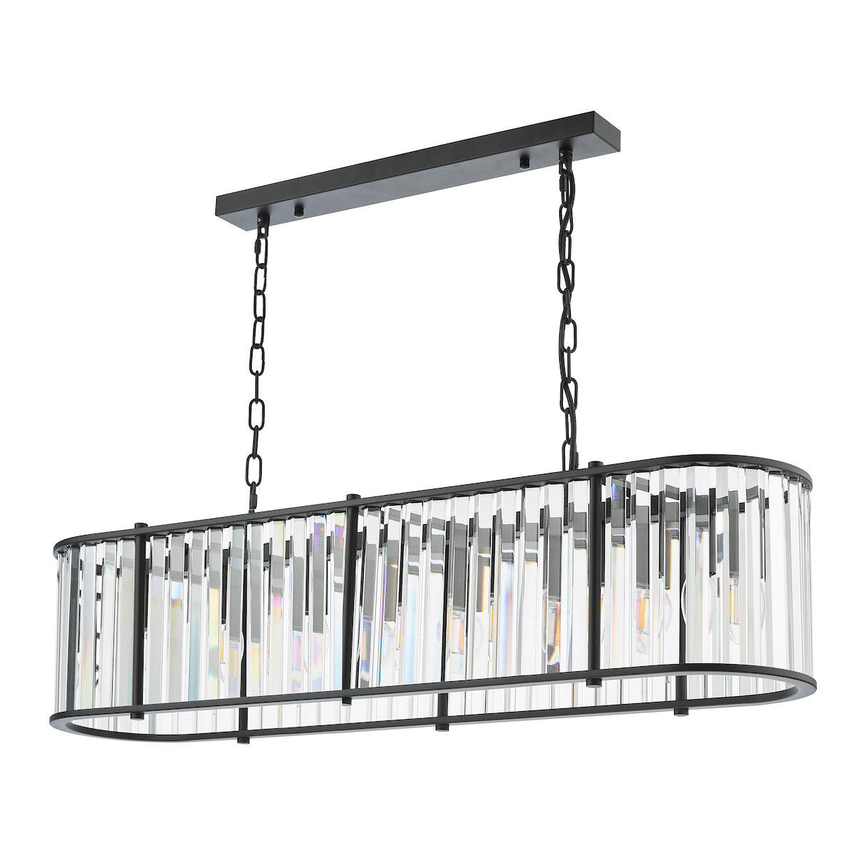 KIRAN 7LT BAR PENDANT BLACK & CLEAR GLS