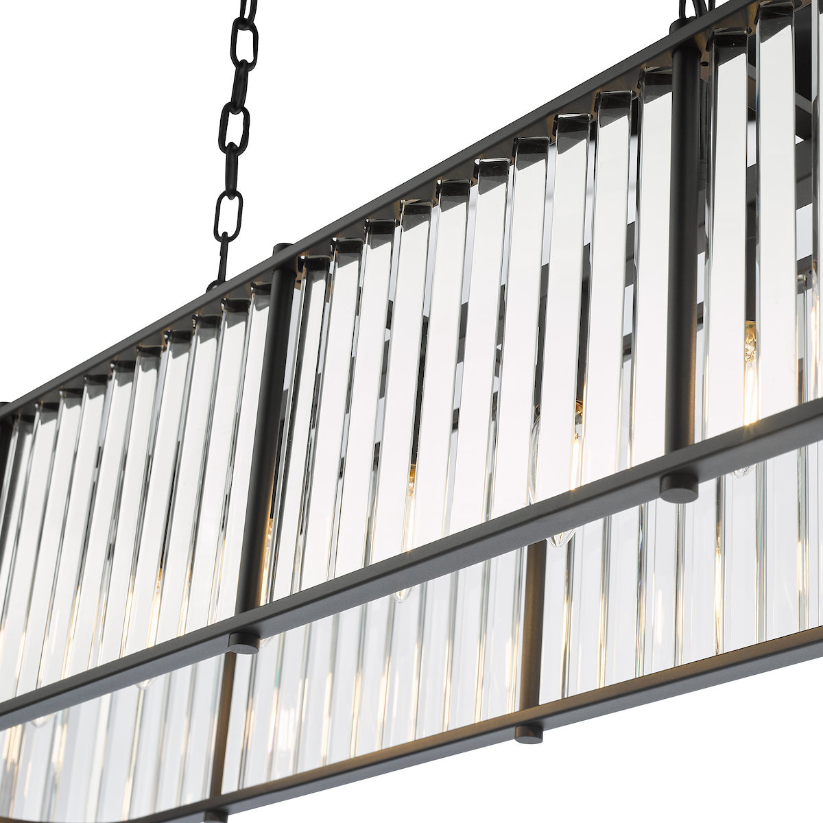 KIRAN 7LT BAR PENDANT BLACK & CLEAR GLS