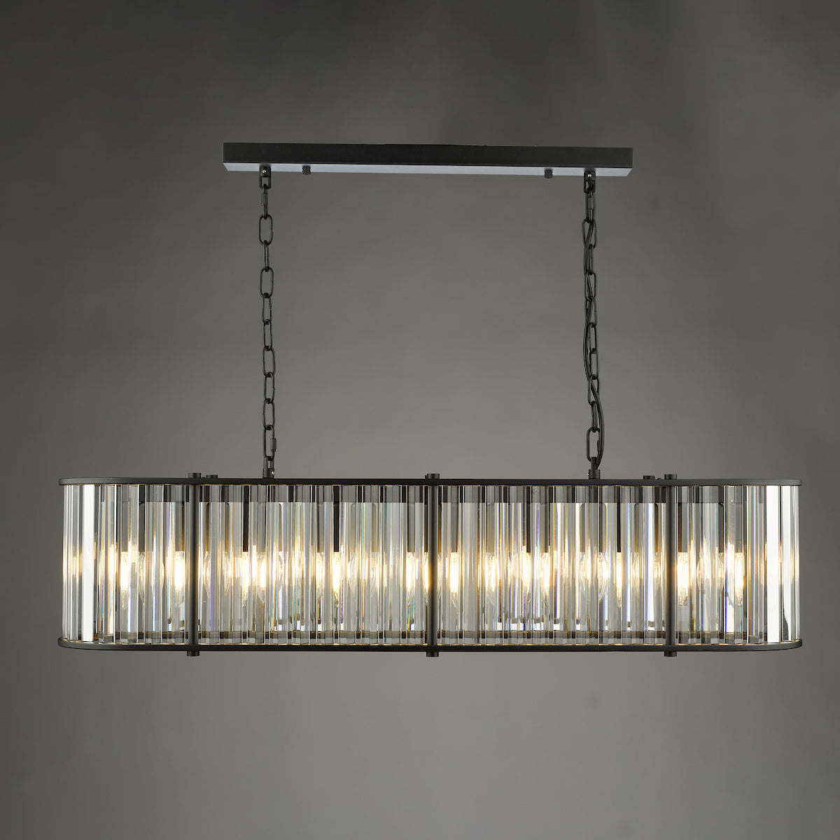 KIRAN 7LT BAR PENDANT BLACK & CLEAR GLS