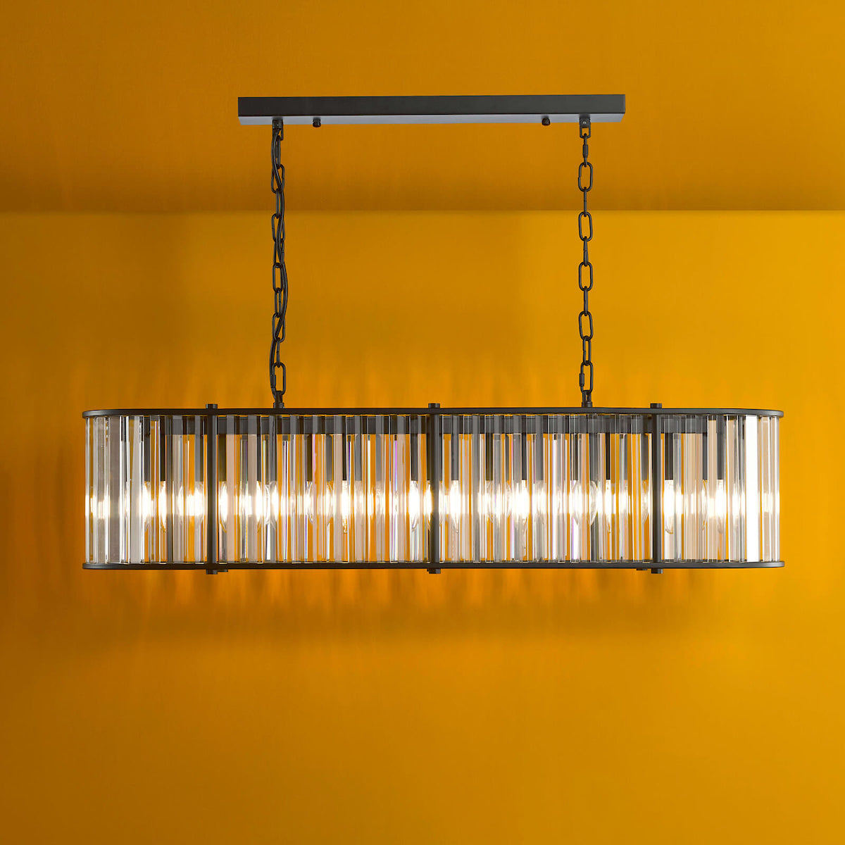 KIRAN 7LT BAR PENDANT BLACK & CLEAR GLS