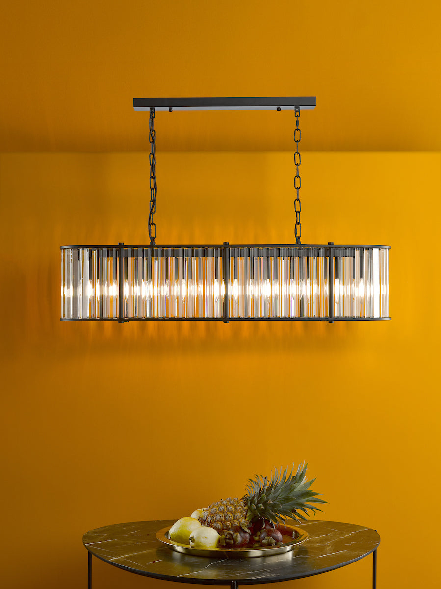 KIRAN 7LT BAR PENDANT BLACK & CLEAR GLS