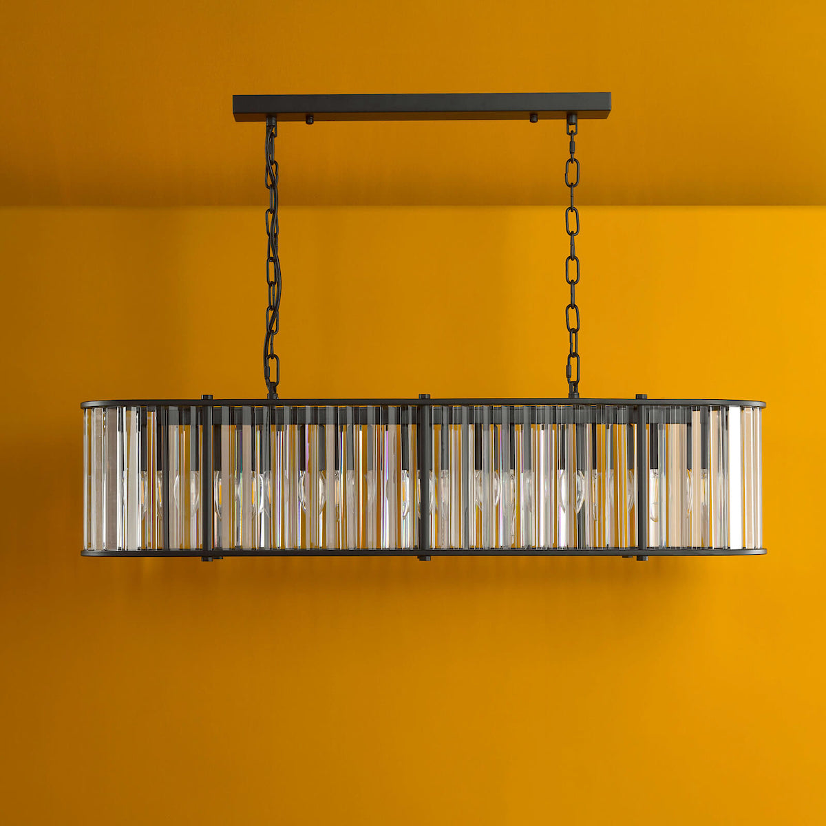 KIRAN 7LT BAR PENDANT BLACK & CLEAR GLS