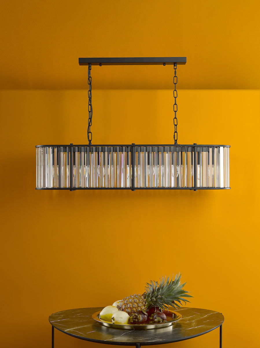 KIRAN 7LT BAR PENDANT BLACK & CLEAR GLS