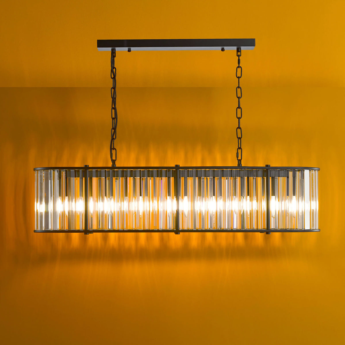 KIRAN 7LT BAR PENDANT BLACK & CLEAR GLS