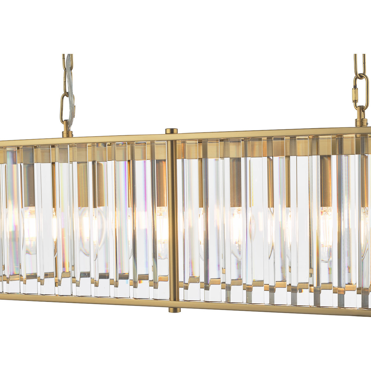 KIRAN 7LT BAR PENDANT NATURAL BRASS & CLEAR GLS