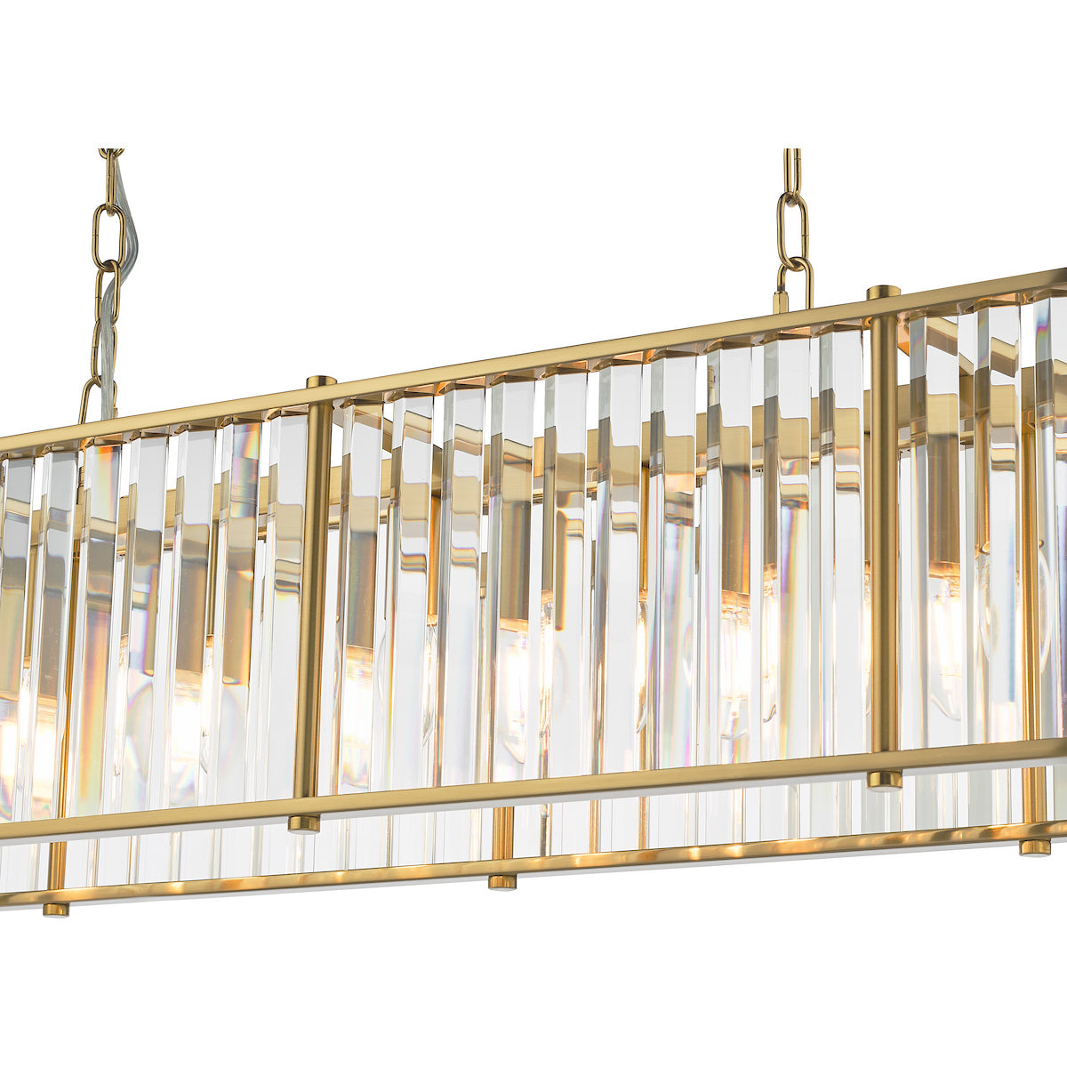 KIRAN 7LT BAR PENDANT NATURAL BRASS & CLEAR GLS