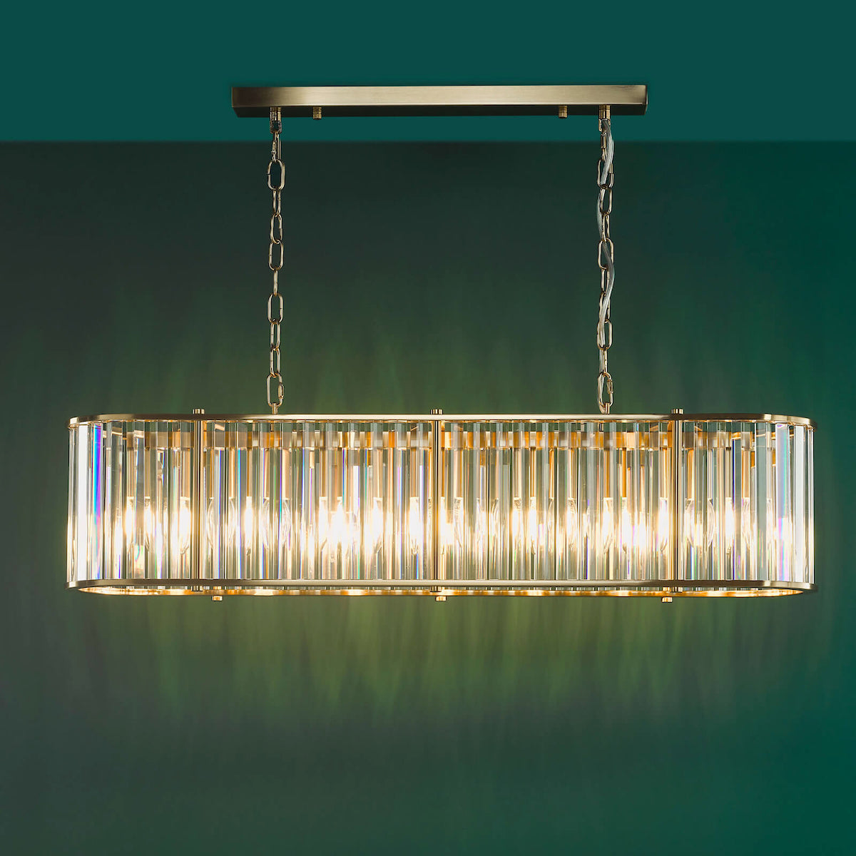 KIRAN 7LT BAR PENDANT NATURAL BRASS & CLEAR GLS