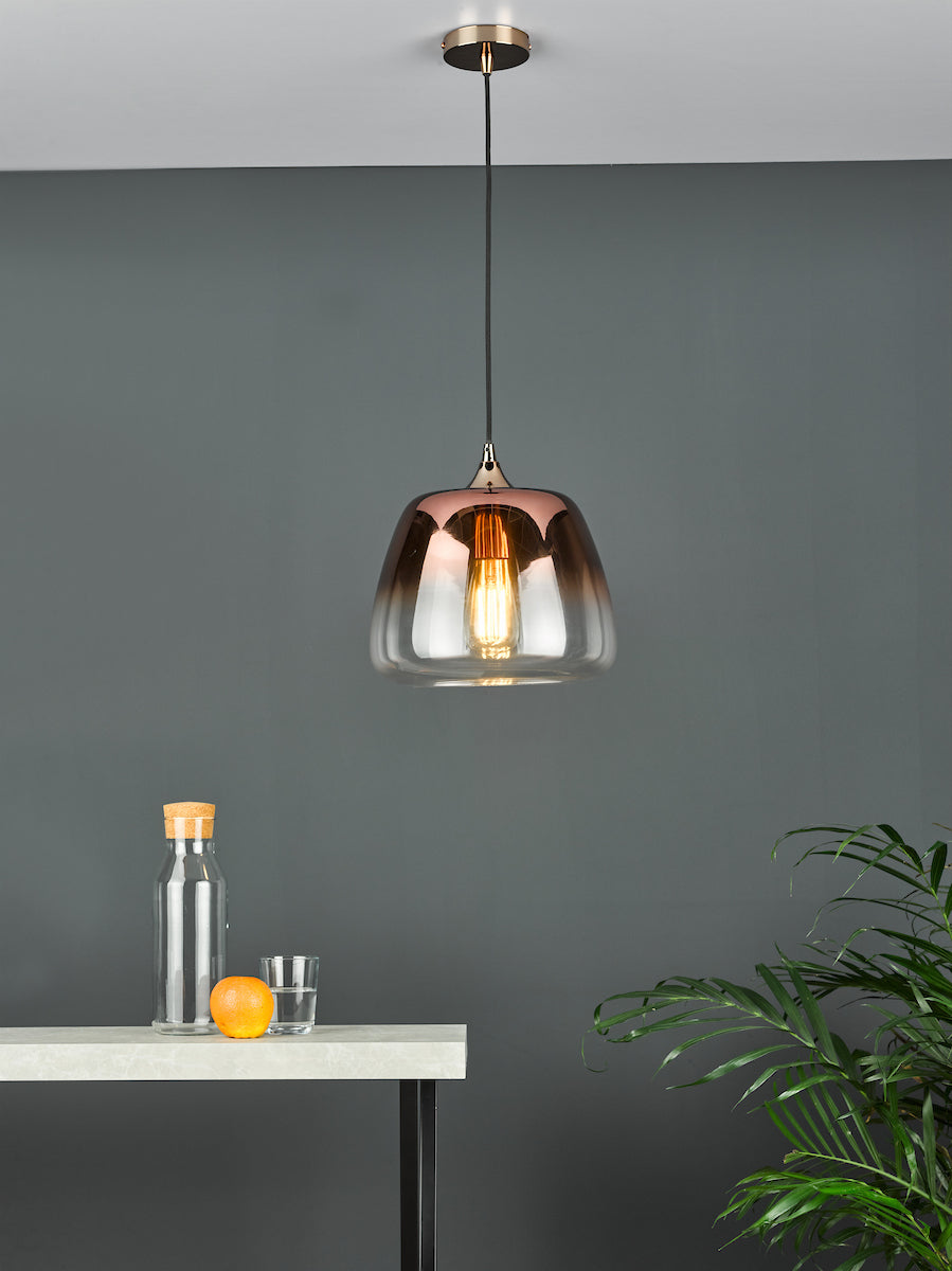 KLAXON 1LT PENDANT OMBRE COPPER GLASS