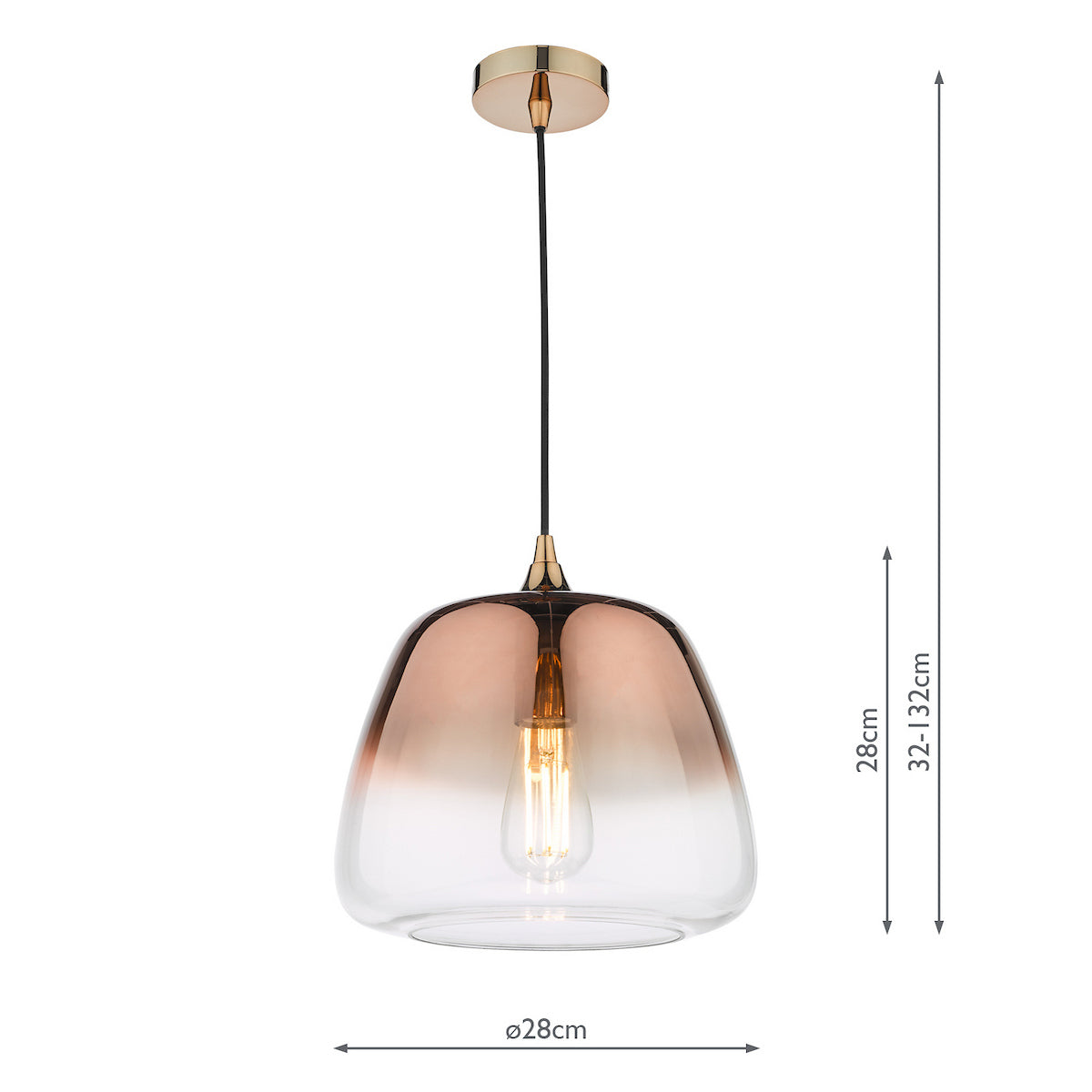 KLAXON 1LT PENDANT OMBRE COPPER GLASS