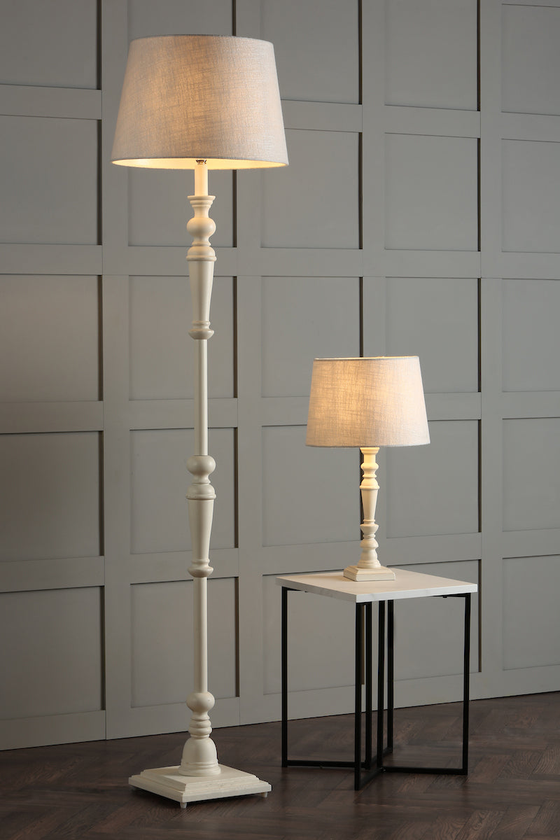 Laura Ashley Tate Wooden Table Lamp Distressed Off White Base Only