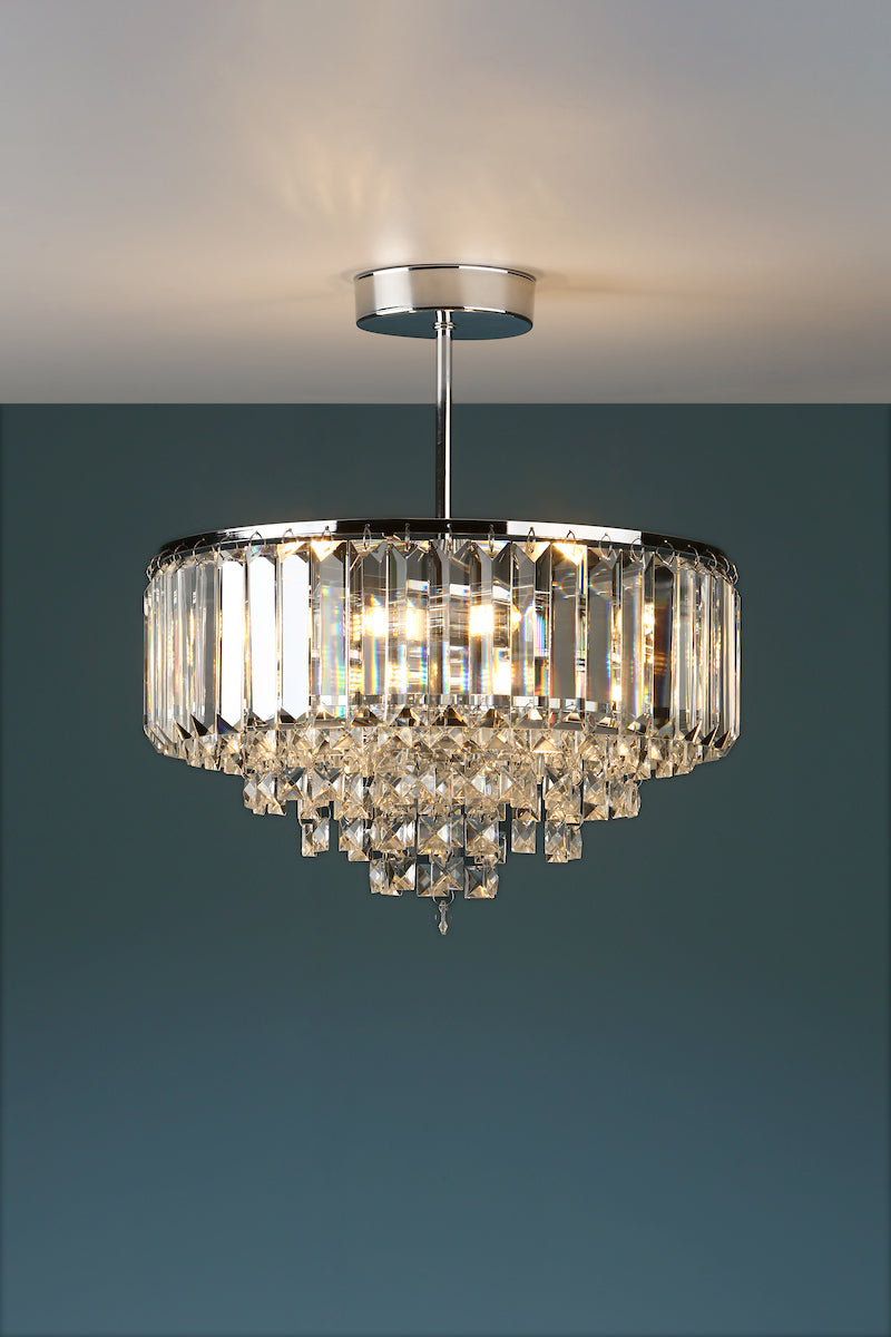 Laura Ashley Vienna 3lt Semi Flush Crystal & Polished Chrome