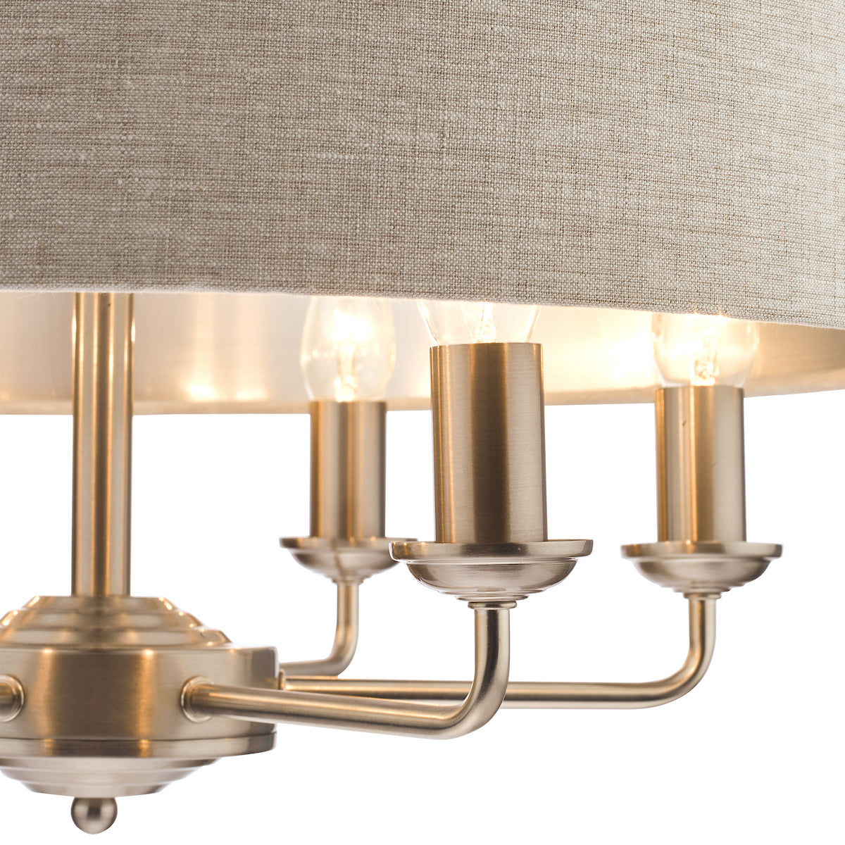 Laura Ashley Sorrento 6 Light Pendant Satin Nickel With Natural Shade