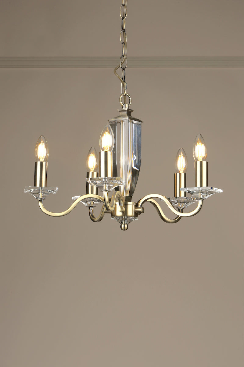 Laura Ashley Carson 5lt Chandelier Cut Glass & Antique Brass