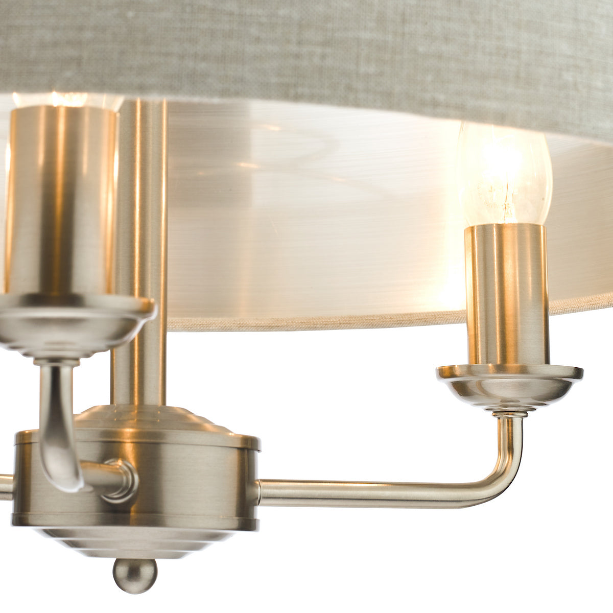 Laura Ashley Sorrento 3 Light Pendant Satin Nickel With Natural Shade