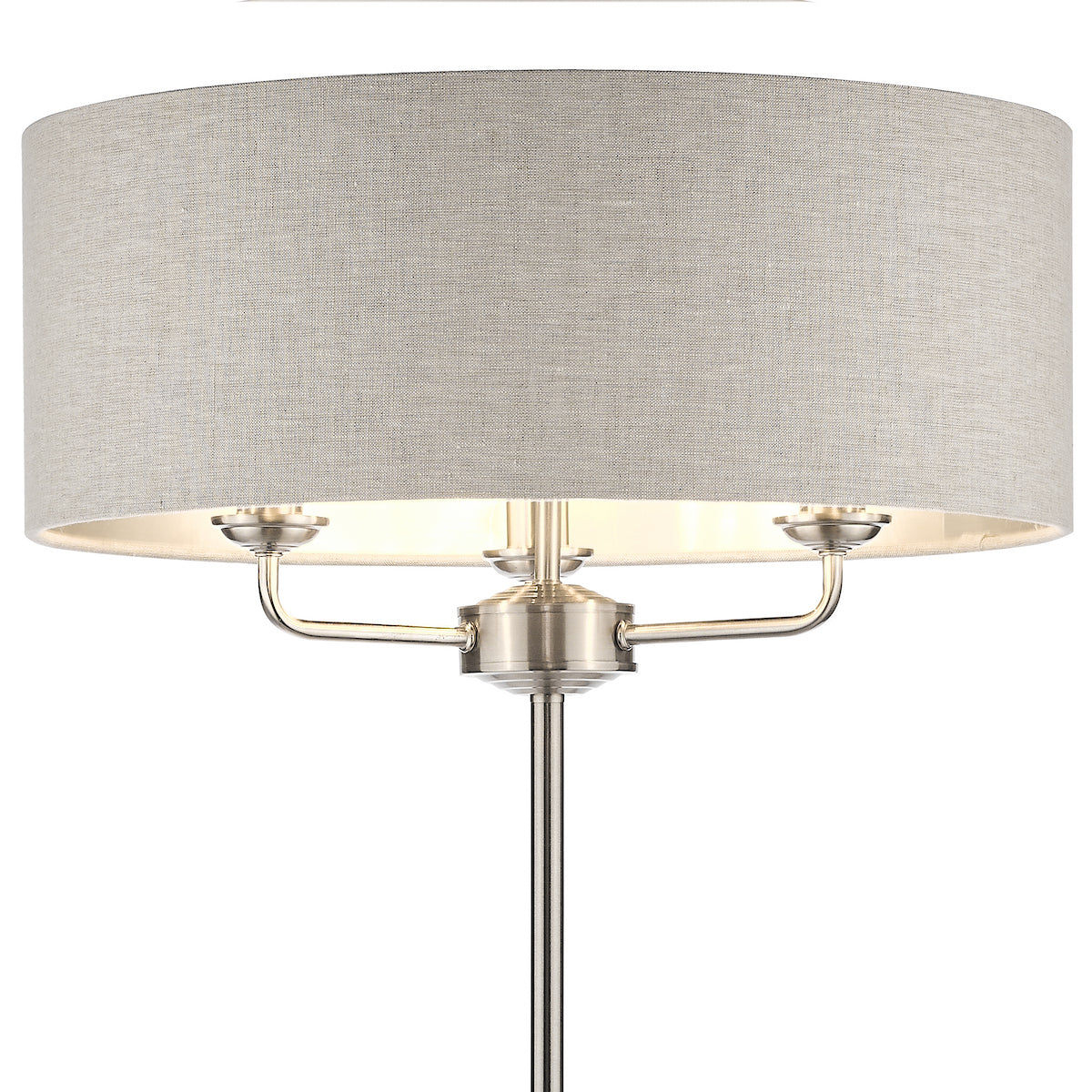 Laura Ashley Sorrento 3 Light Floor Lamp Satin Nickel With Natural Shade