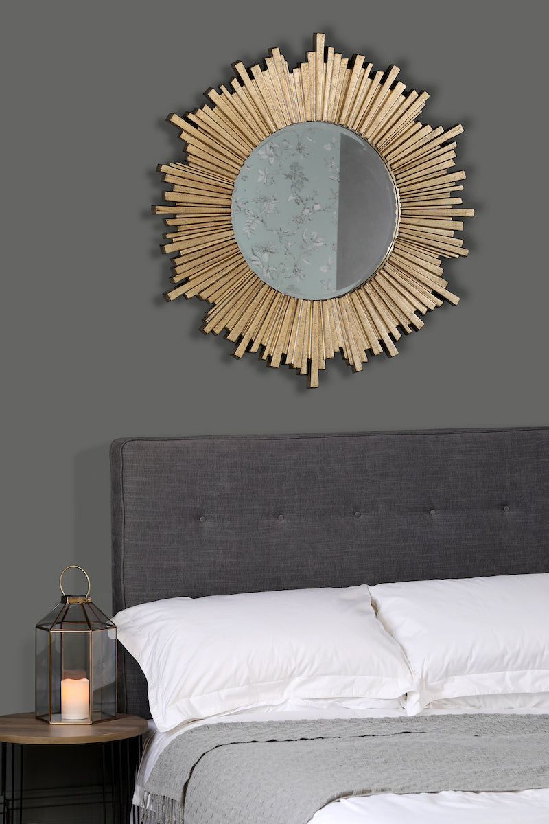 Round Mirror Hand Painted Champagne