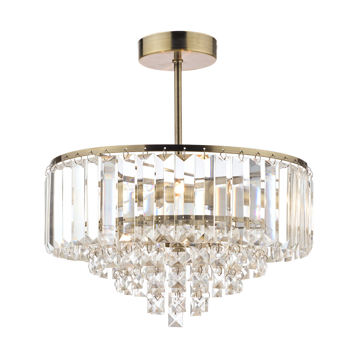 Laura Ashley Vienna 3lt Semi Flush Crystal & Antique Brass