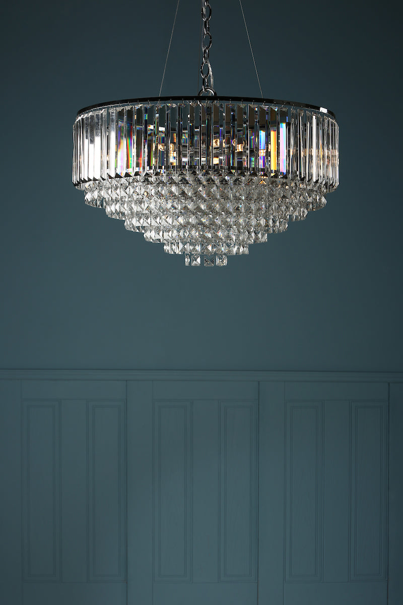 Laura Ashley Vienna 9lt Chandelier Crystal & Polished Chrome
