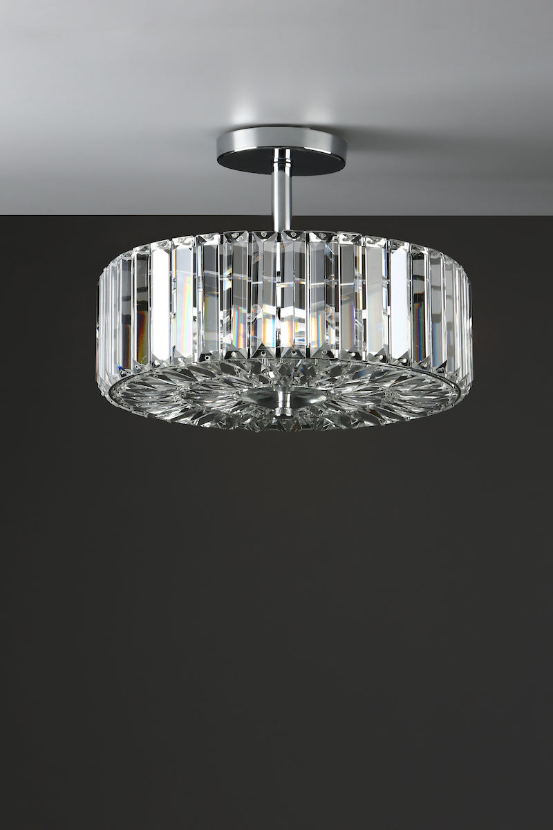 Laura Ashley Fernhurst 3lt Semi Flush Polished Chrome Glass