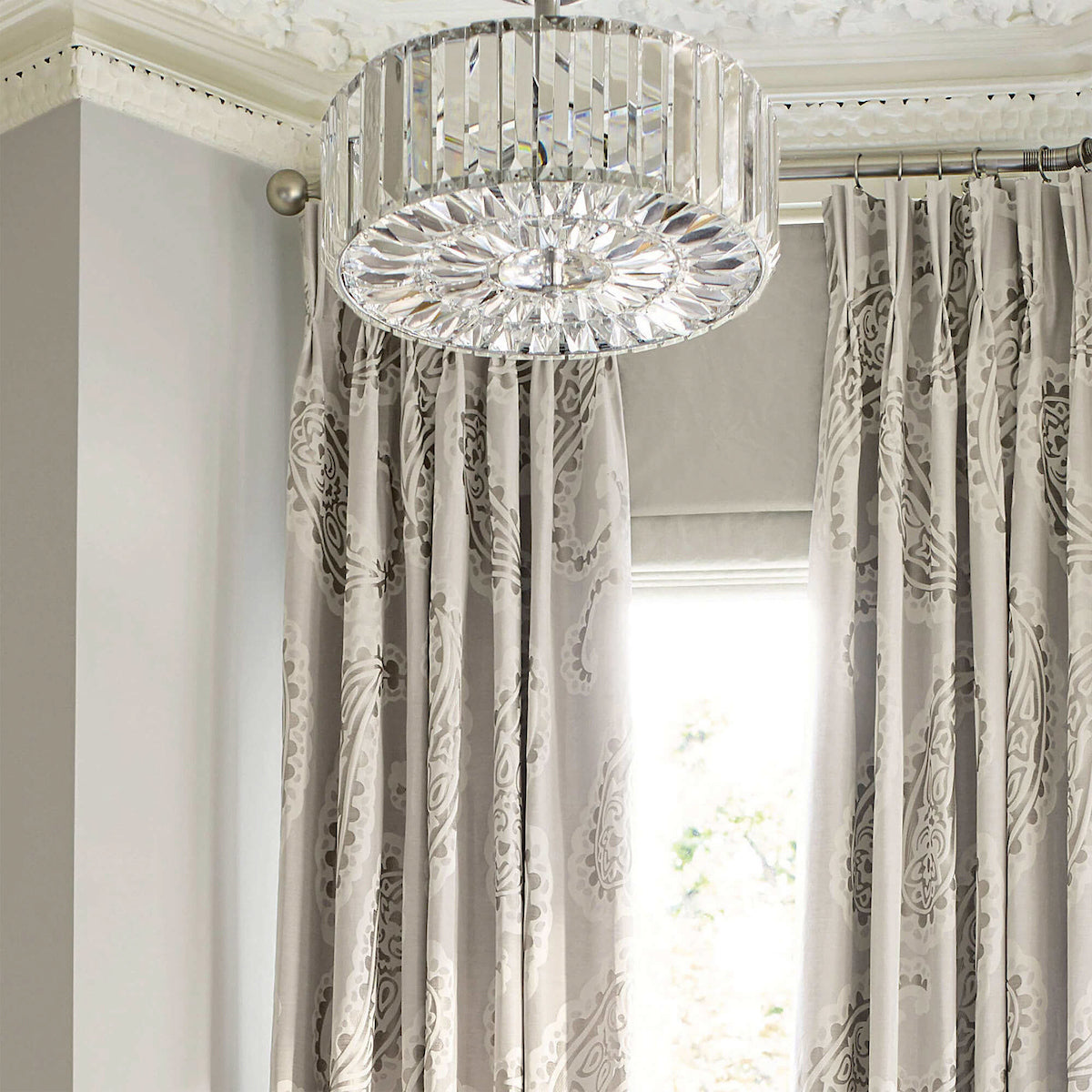 Laura Ashley Fernhurst 3lt Semi Flush Polished Chrome Glass