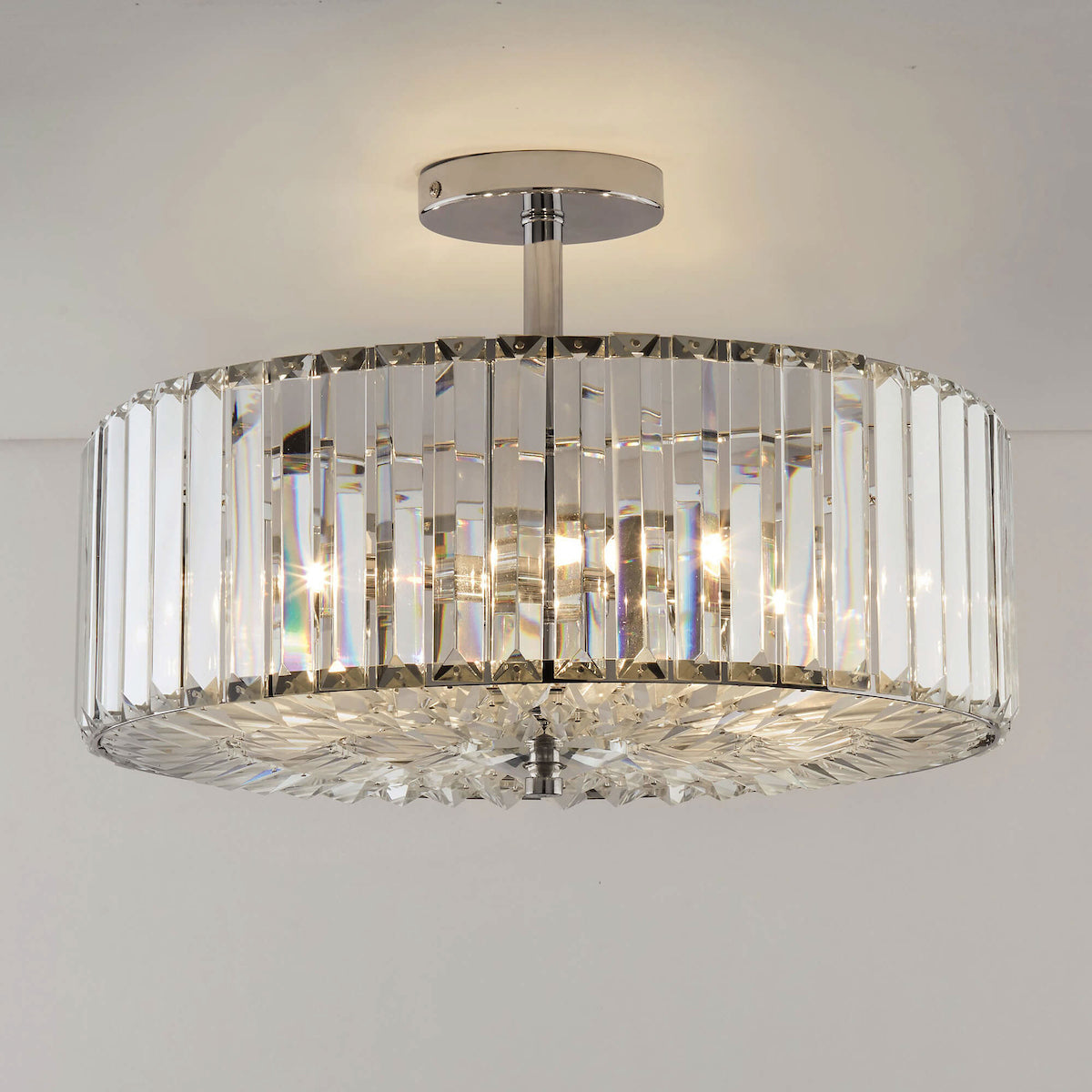 Laura Ashley Fernhurst 3lt Semi Flush Polished Chrome Glass