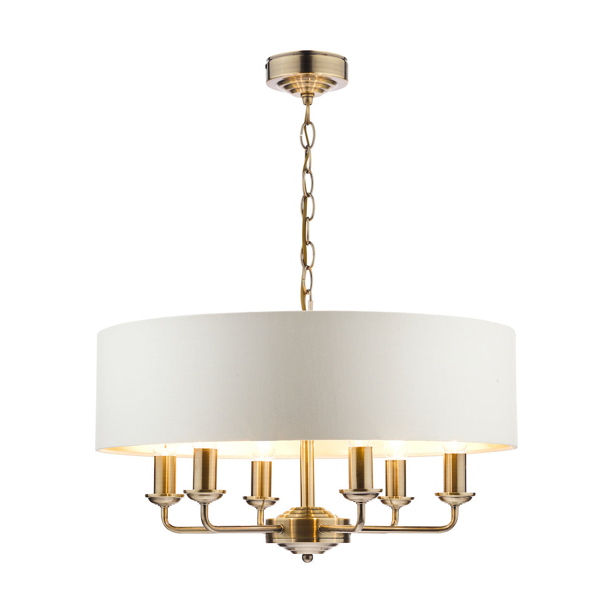 Laura Ashley Sorrento 6 Light Pendant Antique Brass With Ivory Shade