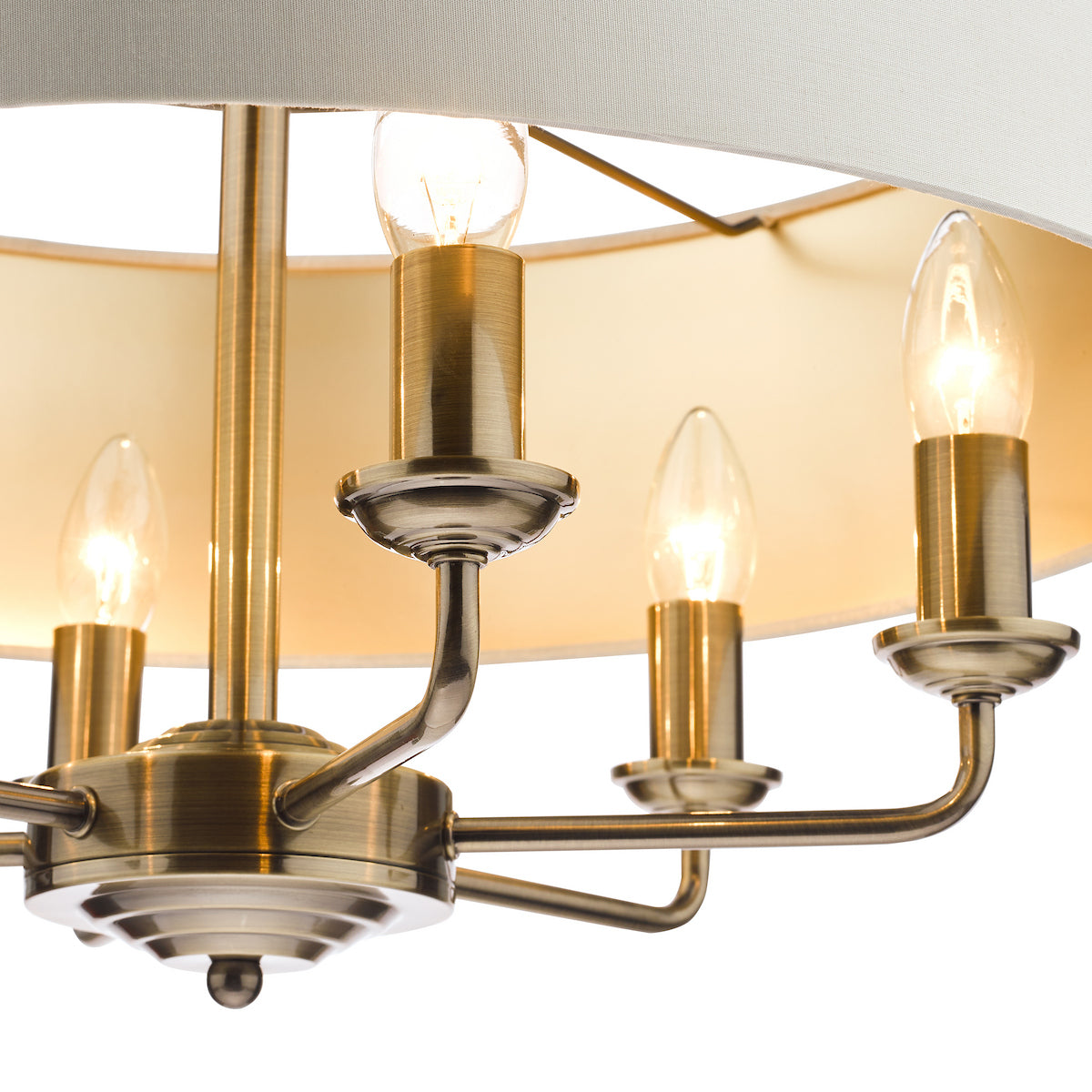 Laura Ashley Sorrento 6 Light Pendant Antique Brass With Ivory Shade