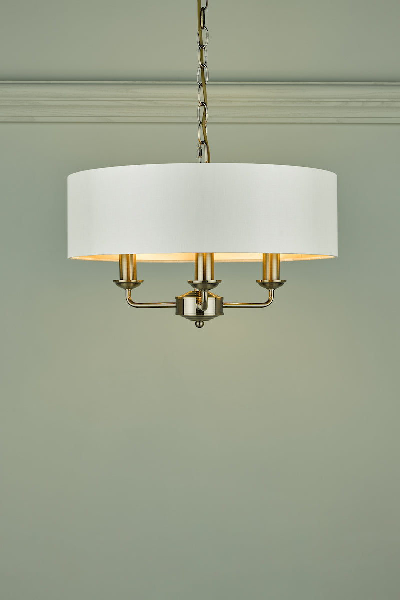 Laura Ashley Sorrento 3 Light Shadelier Antique Brass With Ivory Shade