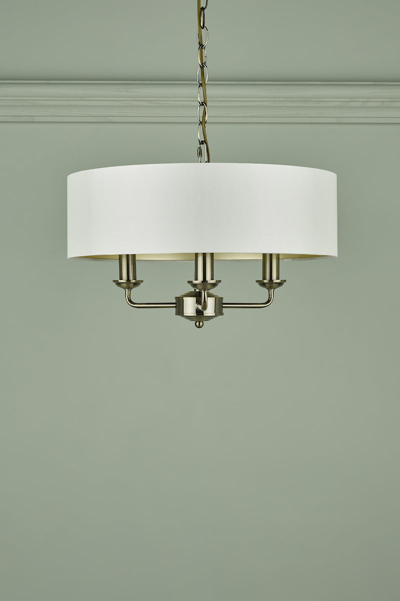 Laura Ashley Sorrento 3 Light Shadelier Antique Brass With Ivory Shade