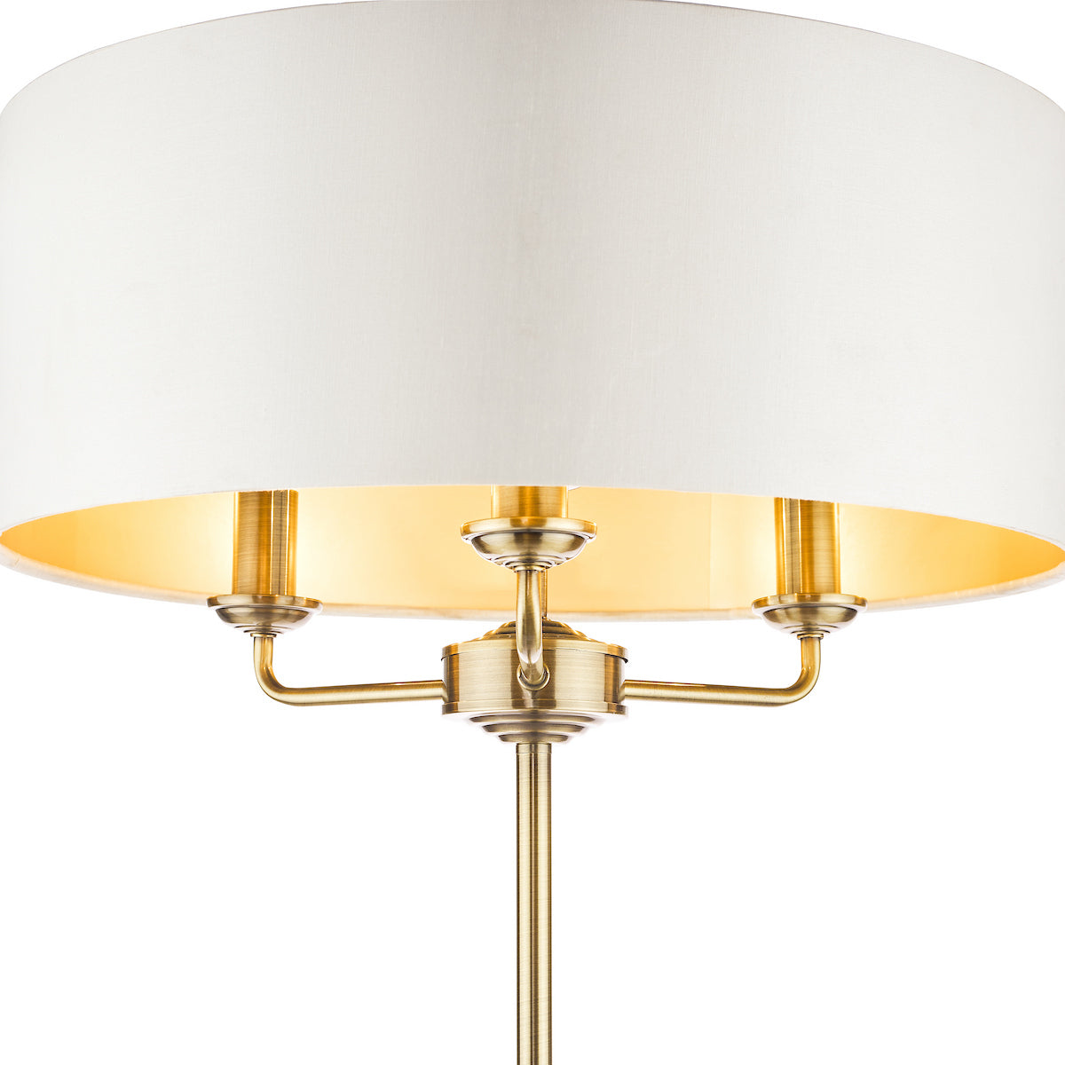 Laura Ashley Sorrento 3 Light Floor Lamp Antique Brass With Ivory Shade