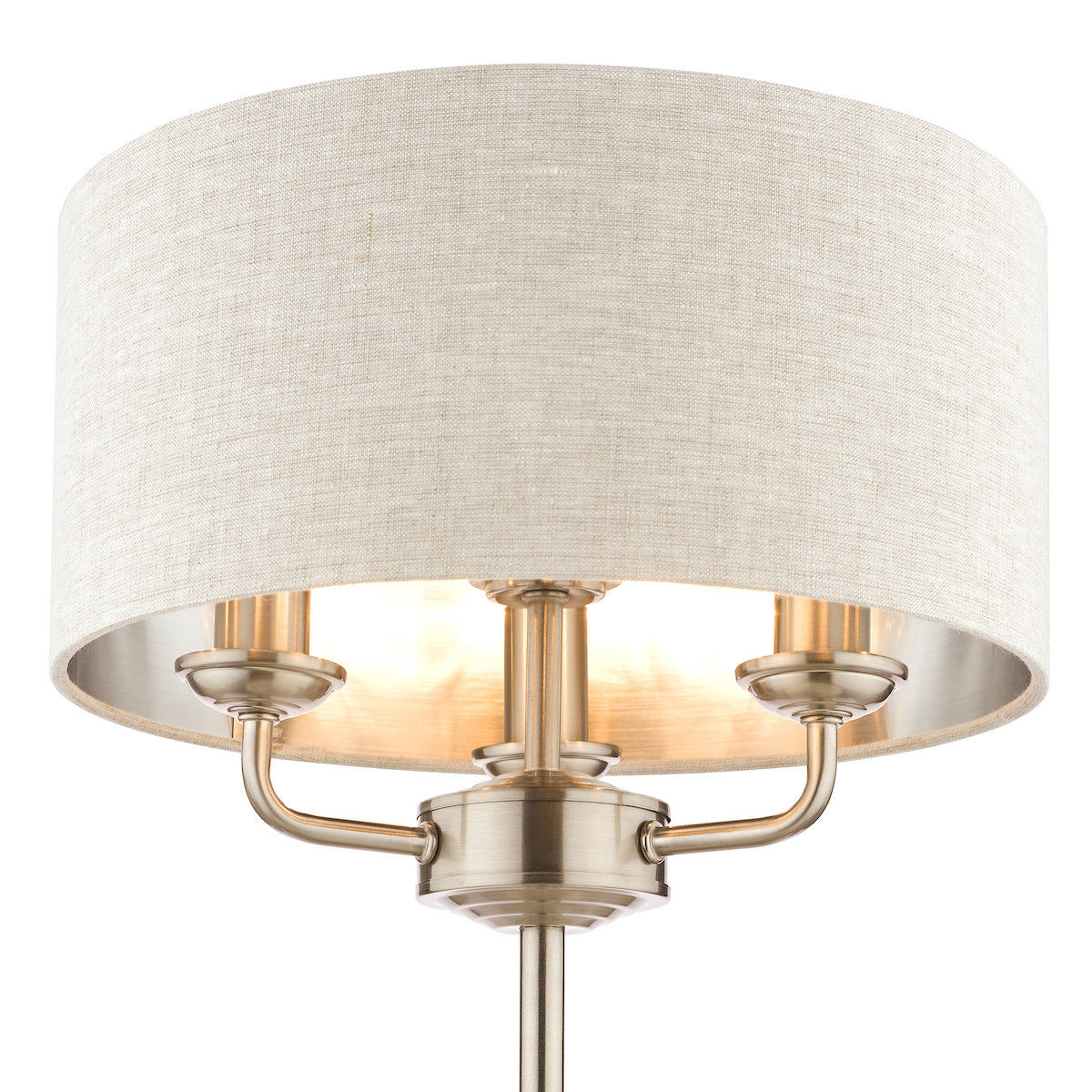 Laura Ashley Sorrento 3 Light Table Lamp Satin Nickel With Natural Shade