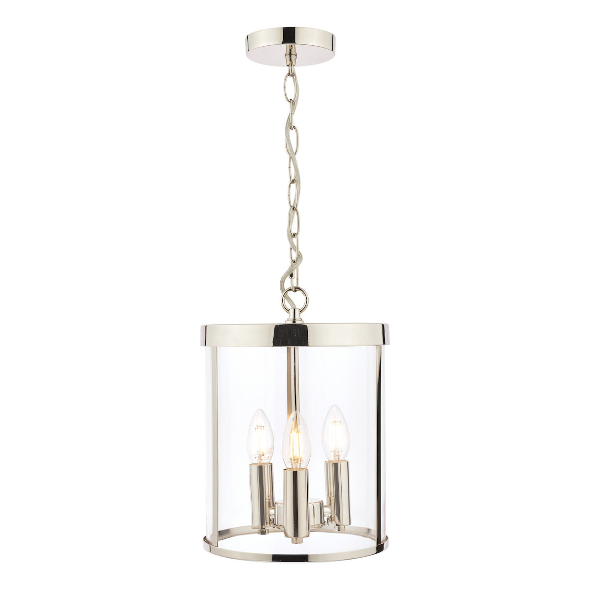 Laura Ashley Selbourne 3lt Lantern Polished Nickel Glass