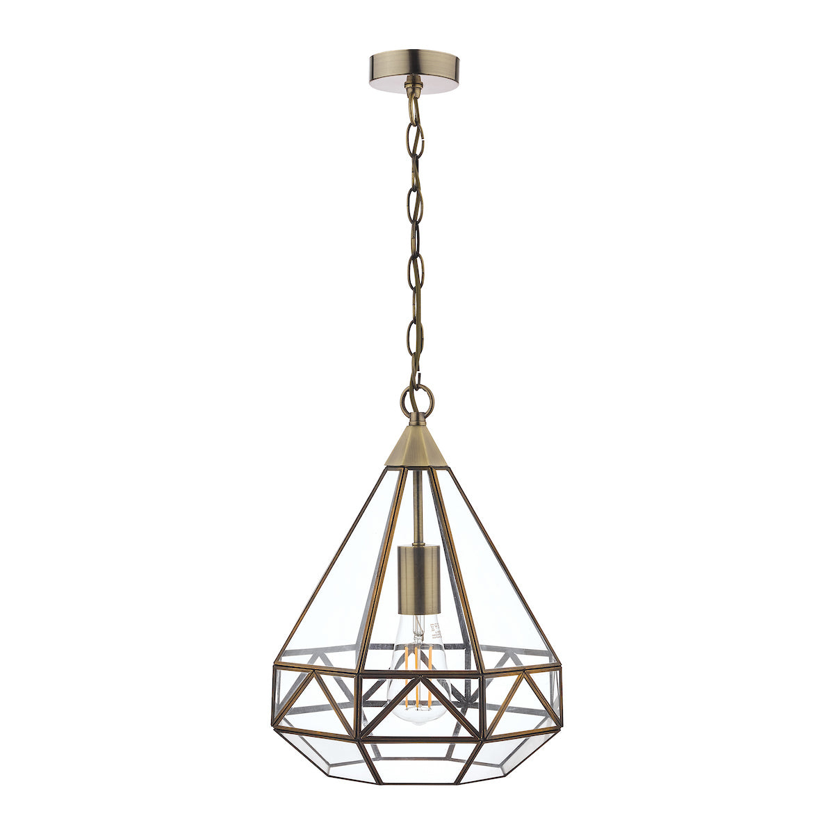 Laura Ashley Zaria Pendant Antique Brass Glass