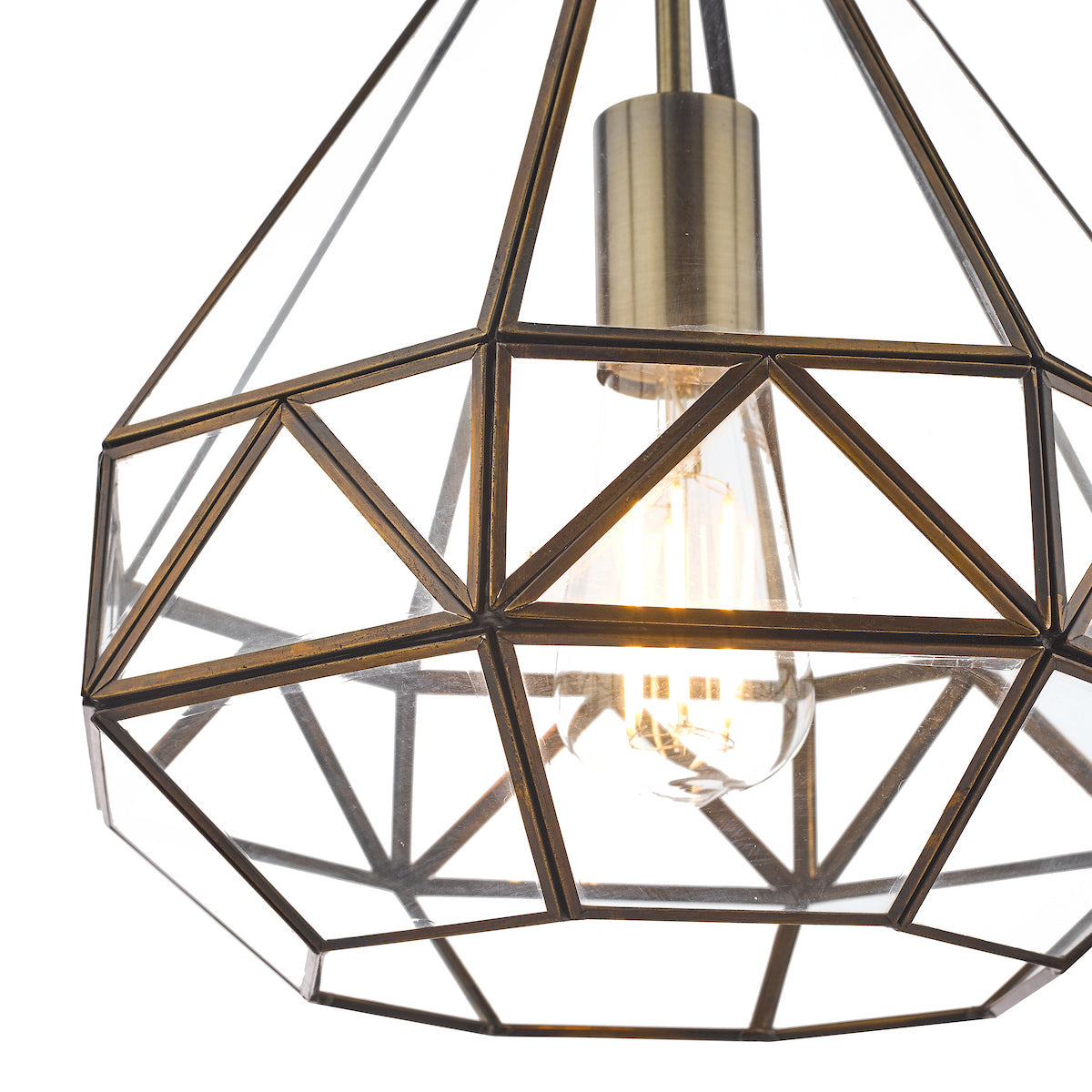Laura Ashley Zaria Pendant Antique Brass Glass