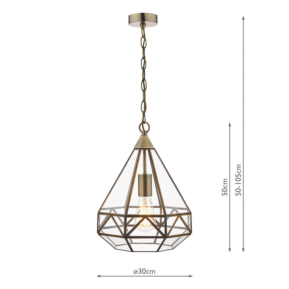 Laura Ashley Zaria Pendant Antique Brass Glass