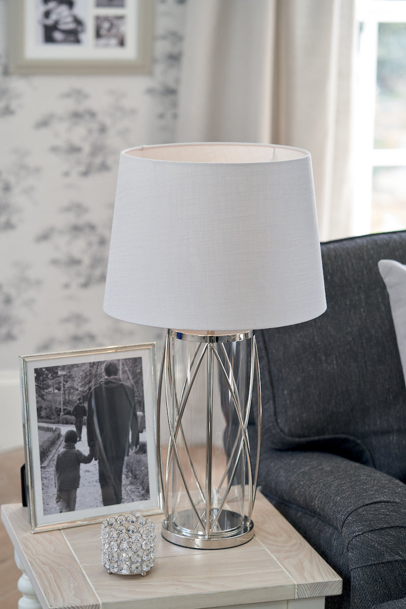Laura Ashley Beckworth Large Table Lamp Polished Nickel Glass Base Only