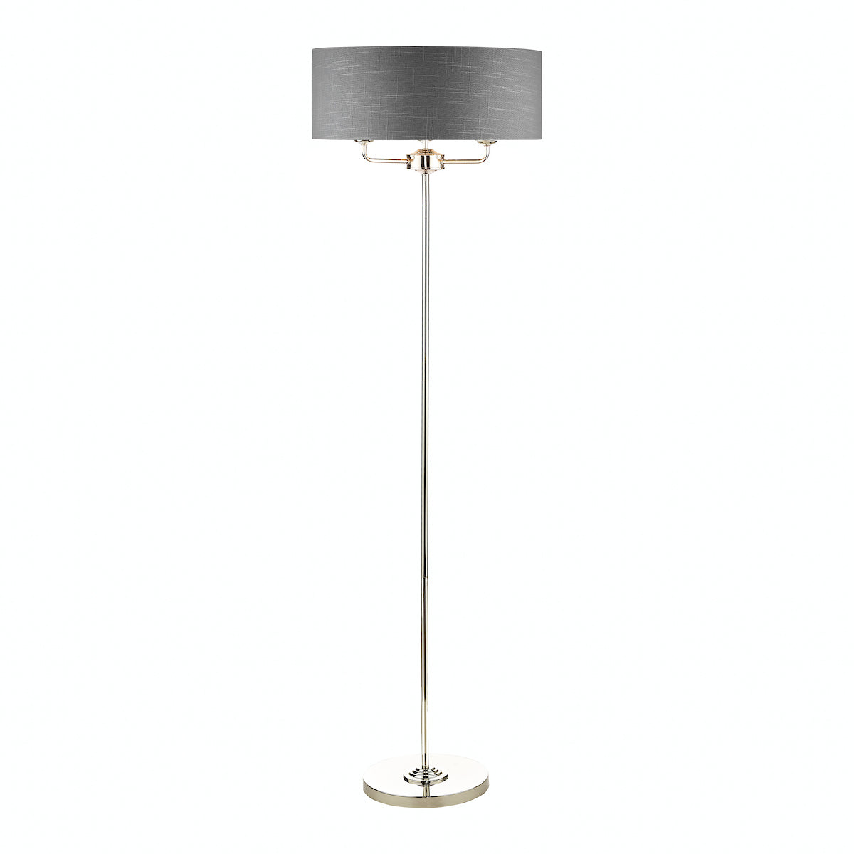 Laura Ashley Sorrento 3 Light Floor Lamp Polished Nickel With Charcoal Grey Shade