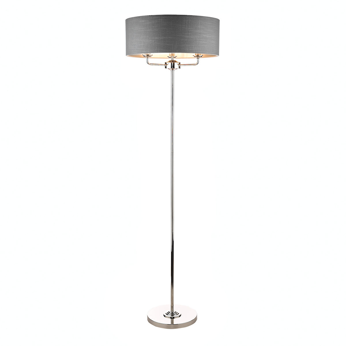 Laura Ashley Sorrento 3 Light Floor Lamp Polished Nickel With Charcoal Grey Shade