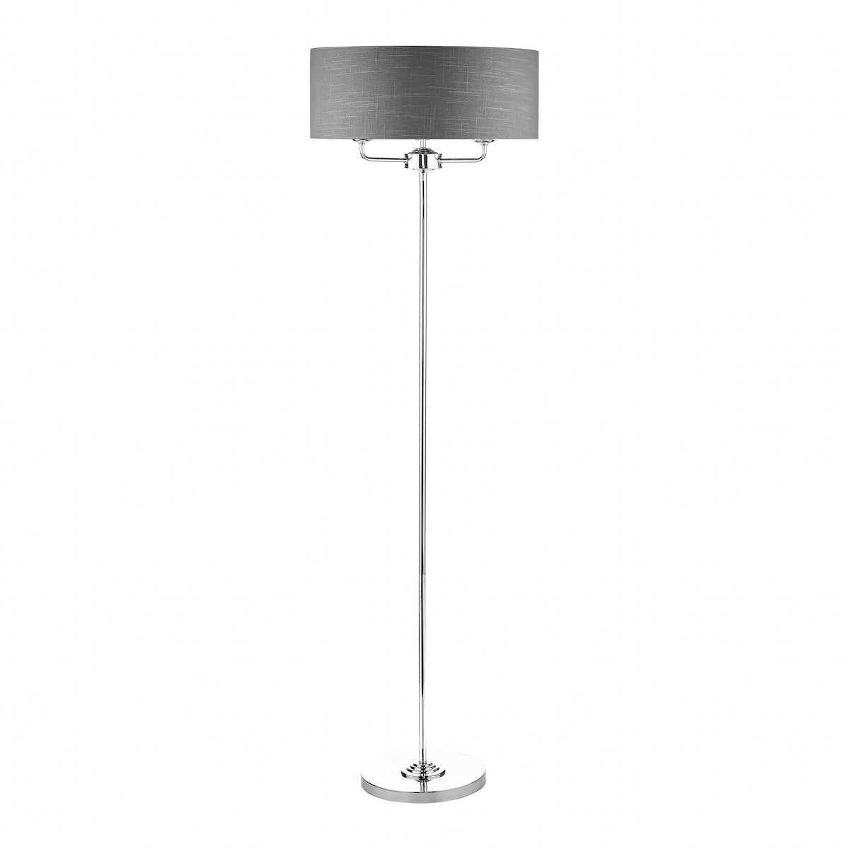 Laura Ashley Sorrento 3 Light Floor Lamp Polished Nickel With Charcoal Grey Shade