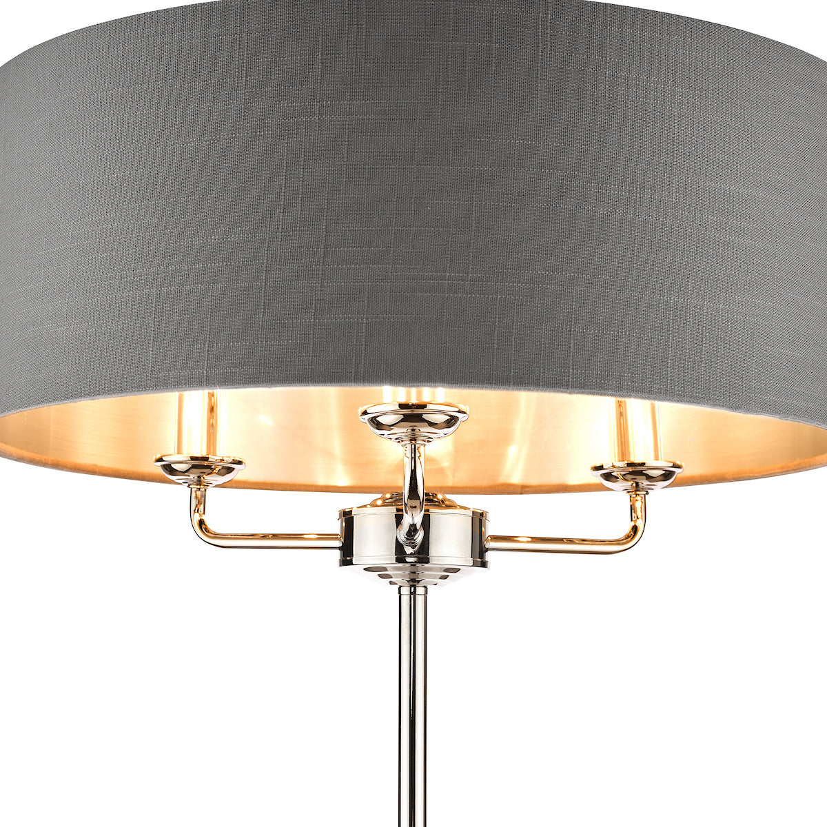Laura Ashley Sorrento 3 Light Floor Lamp Polished Nickel With Charcoal Grey Shade