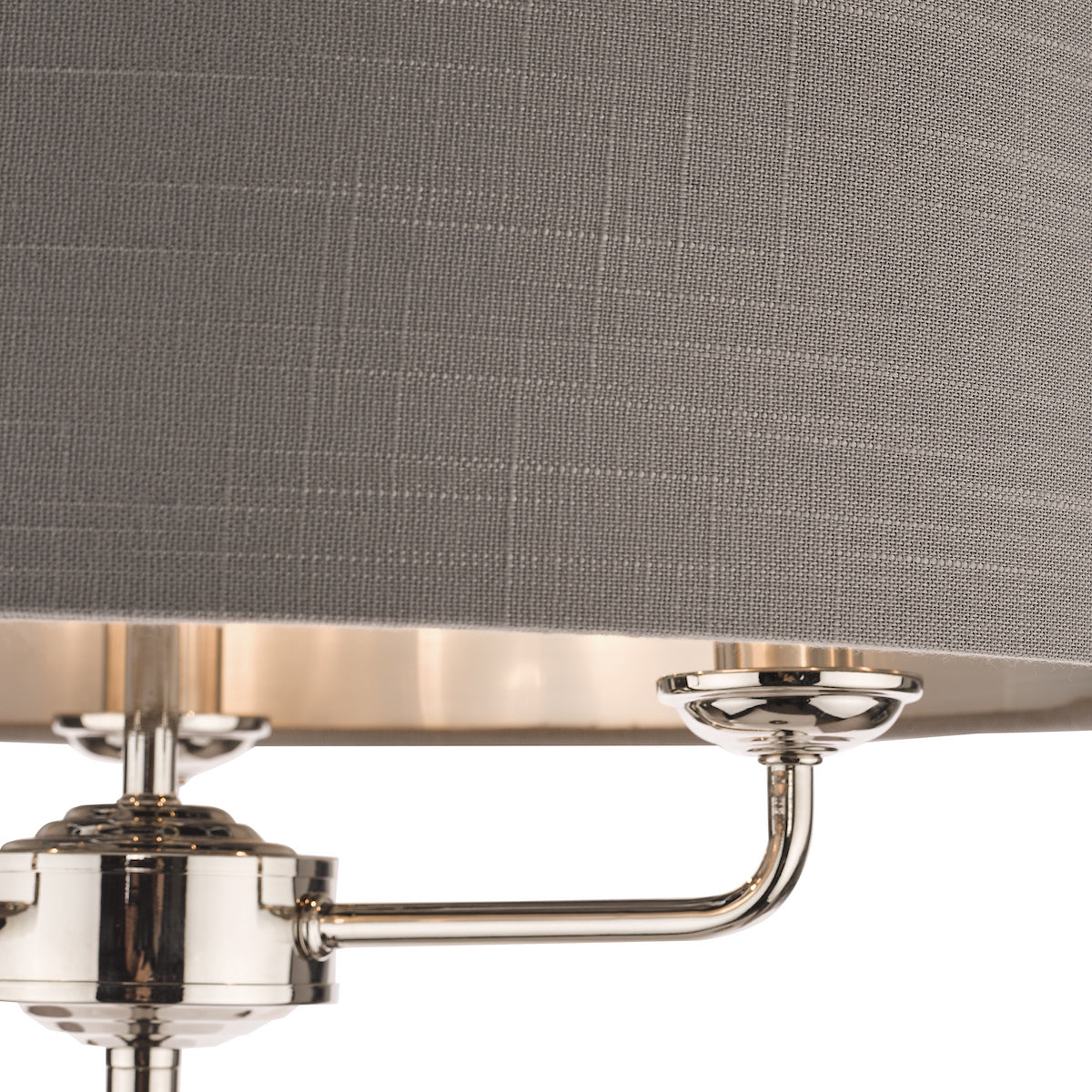 Laura Ashley Sorrento 3 Light Floor Lamp Polished Nickel With Charcoal Grey Shade