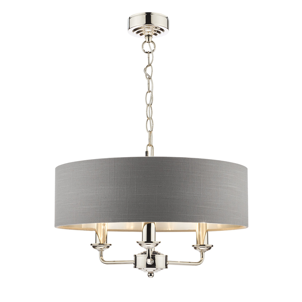 Laura Ashley Sorrento 3 Light Shadelier Polished Nickel With Charcoal Grey Shade
