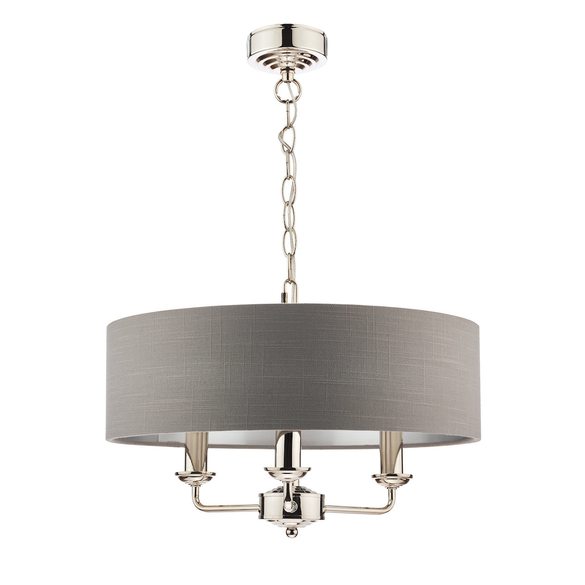Laura Ashley Sorrento 3 Light Shadelier Polished Nickel With Charcoal Grey Shade