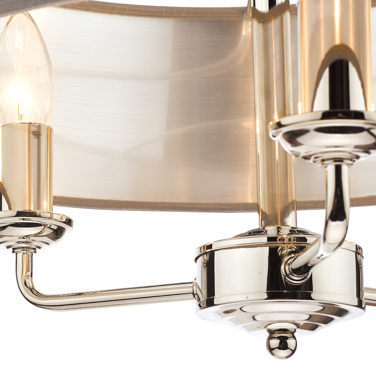 Laura Ashley Sorrento 3 Light Shadelier Polished Nickel With Charcoal Grey Shade