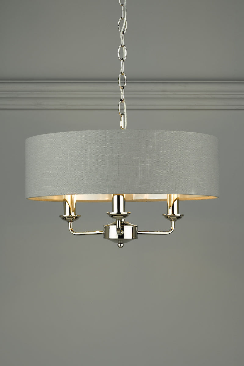 Laura Ashley Sorrento 3 Light Shadelier Polished Nickel With Charcoal Grey Shade