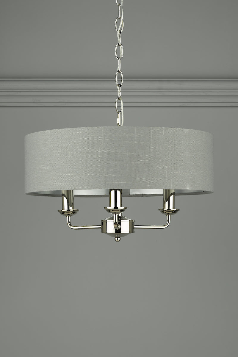 Laura Ashley Sorrento 3 Light Shadelier Polished Nickel With Charcoal Grey Shade