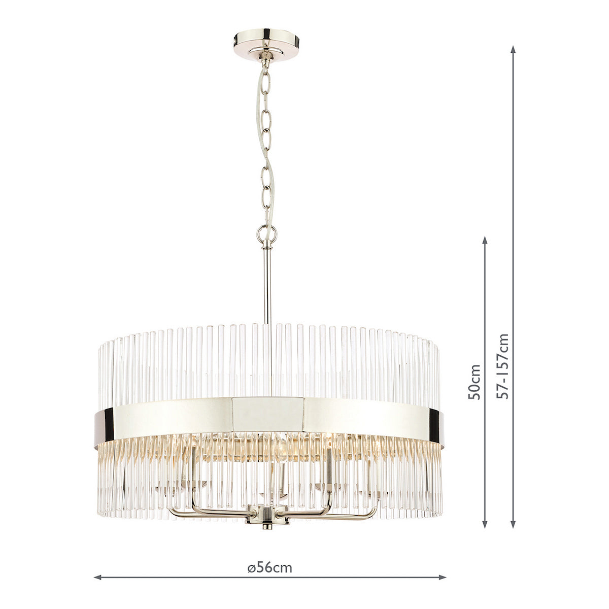 Laura Ashley Alexa 5lt Pendant Polished Nickel Glass Rods