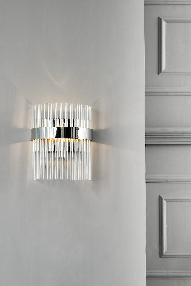 Laura Ashley Alexa Wall Light Polished Nickel Glass